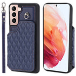 Style 008 For Samsung Galaxy S21 4G / 5G Kickstand Case RFID Blocking PU Leather+TPU Phone Shell with Card Slots and Wrist Strap