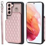 Style 008 For Samsung Galaxy S21 4G / 5G Kickstand Case RFID Blocking PU Leather+TPU Phone Shell with Card Slots and Wrist Strap