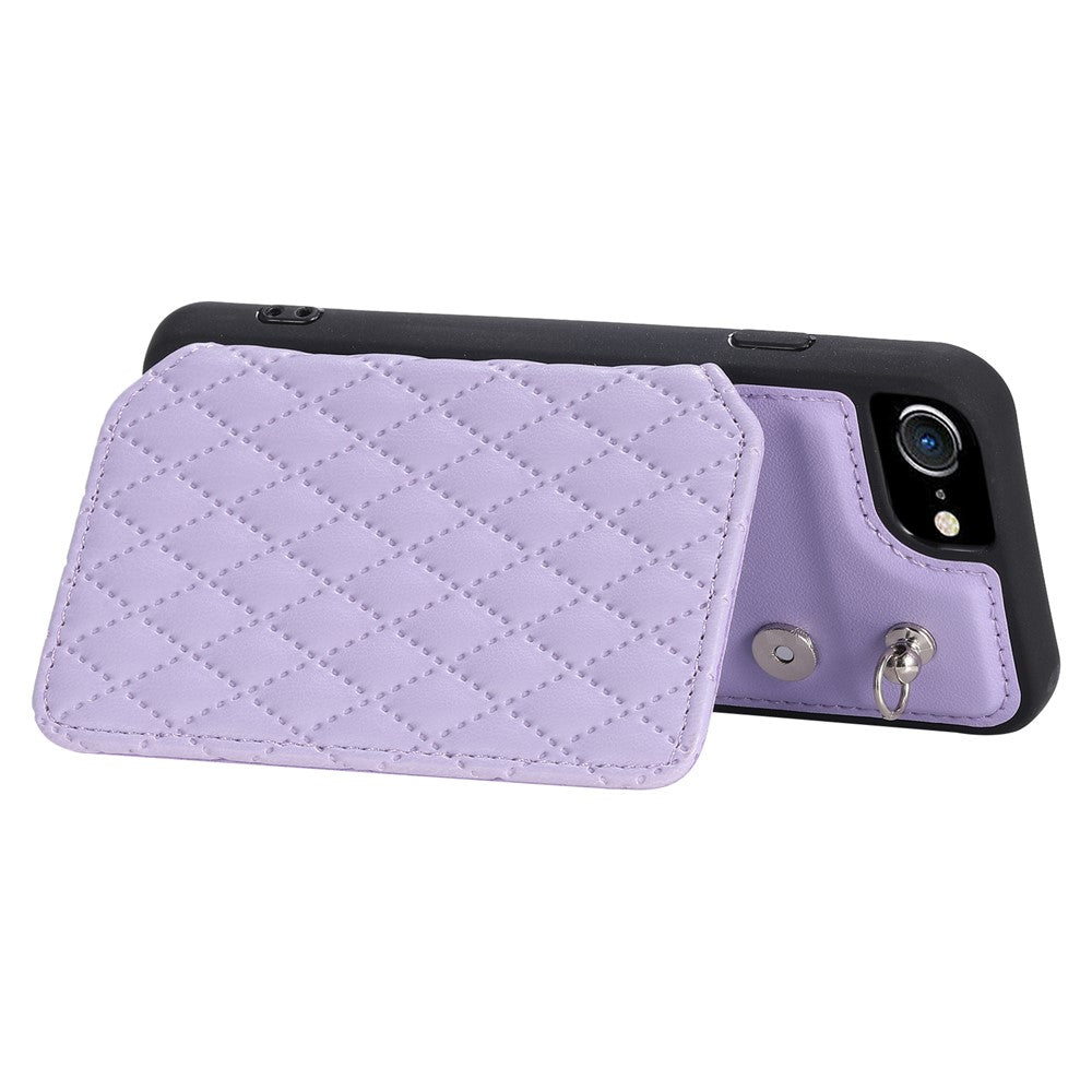 Style 008 Phone Cover for iPhone 6 / 6s / 7 / 8 / SE (2020) / SE (2022) , PU Leather+TPU RFID Blocking Fall-proof Kickstand Shell with Wrist Strap