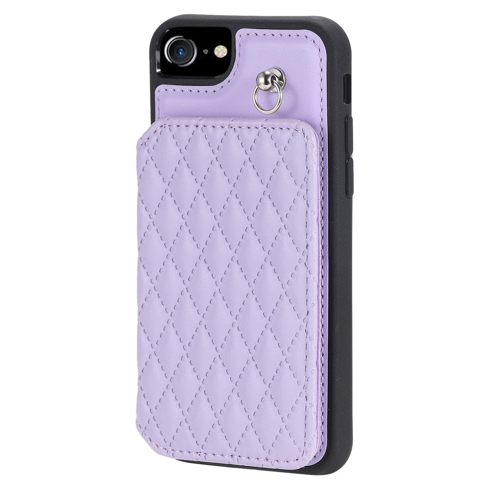 Style 008 Phone Cover for iPhone 6 / 6s / 7 / 8 / SE (2020) / SE (2022) , PU Leather+TPU RFID Blocking Fall-proof Kickstand Shell with Wrist Strap