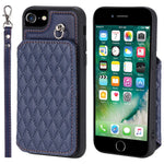 Style 008 Phone Cover for iPhone 6 / 6s / 7 / 8 / SE (2020) / SE (2022) , PU Leather+TPU RFID Blocking Fall-proof Kickstand Shell with Wrist Strap