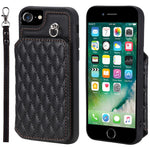 Style 008 Phone Cover for iPhone 6 / 6s / 7 / 8 / SE (2020) / SE (2022) , PU Leather+TPU RFID Blocking Fall-proof Kickstand Shell with Wrist Strap