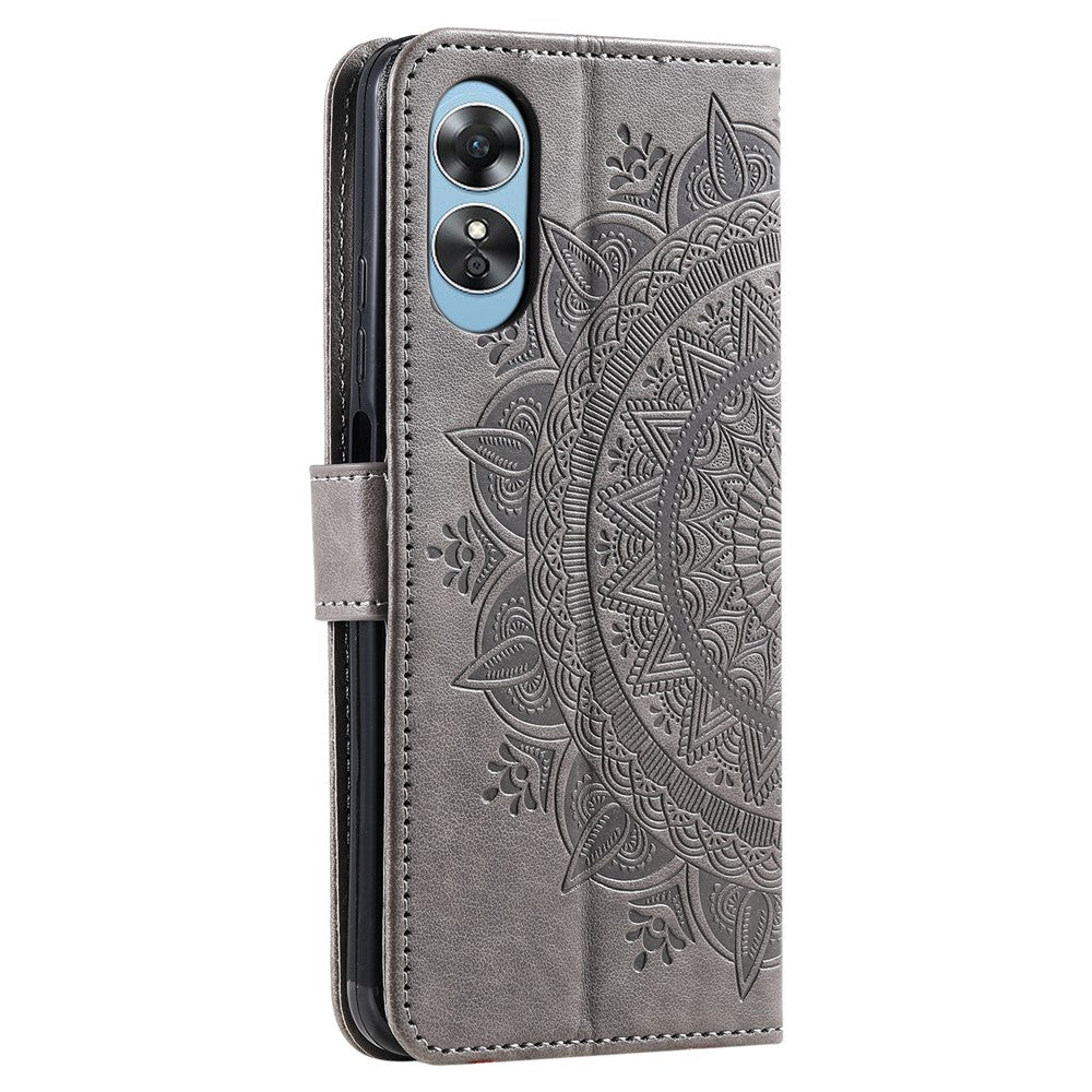 For Oppo A78 4G Wallet PU Leather Cover Stand Imprinted Mandala Flower Case with Strap