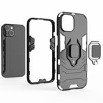For iPhone 15 Plus Ring Holder Kickstand Protective Cover TPU+PC Phone Case