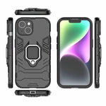 For iPhone 15 Plus Ring Holder Kickstand Protective Cover TPU+PC Phone Case