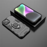 For iPhone 15 Plus Ring Holder Kickstand Protective Cover TPU+PC Phone Case