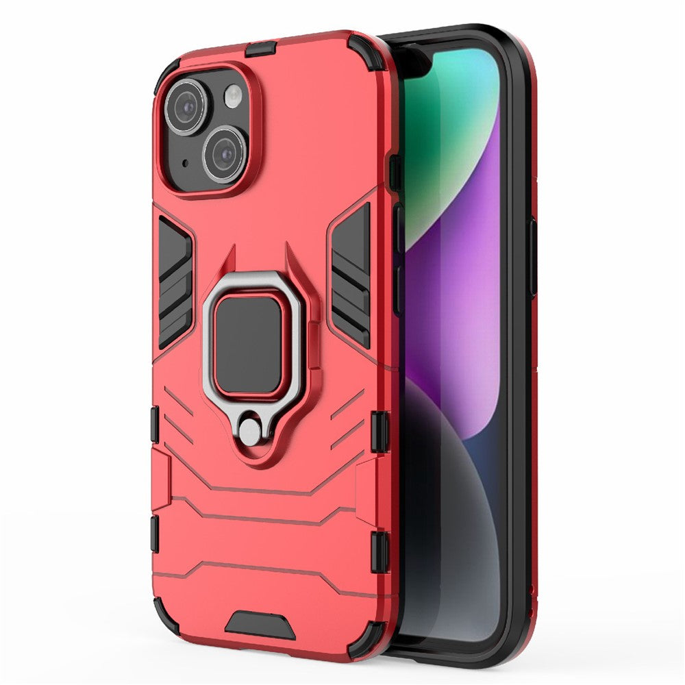For iPhone 15 Plus Ring Holder Kickstand Protective Cover TPU+PC Phone Case