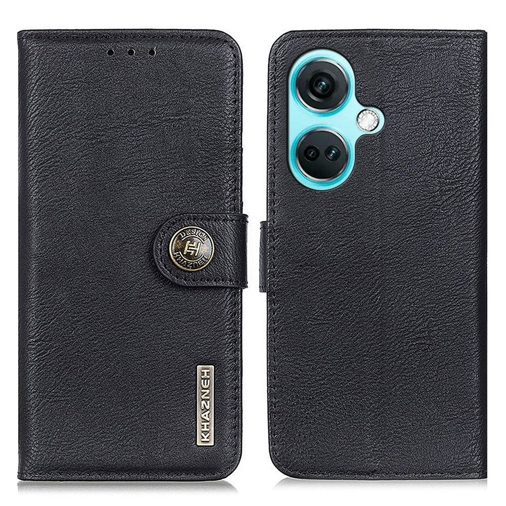 KHAZNEH För OnePlus Nord CE3 5G PU-läder plånboksfodral med stativ, kohudtextur, mobilfodral