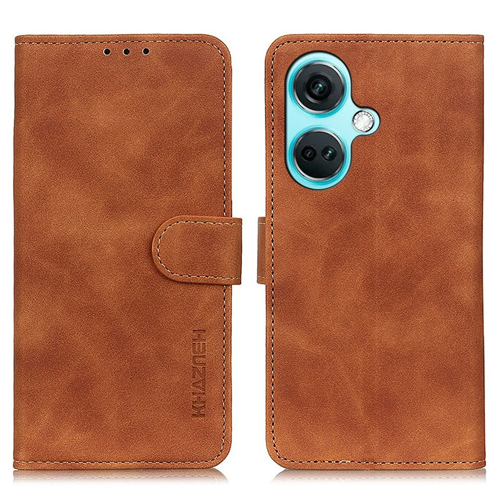 KHAZNEH För OnePlus Nord CE3 5G Retro Texture Plånboksfodral i Läder med Stativ Mobilmobilskydd