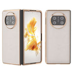 For Huawei Mate X3 5G Genuine Cow Leather + PC Case Electroplating Protective Phone Cover