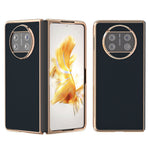 For Huawei Mate X3 5G Genuine Cow Leather + PC Case Electroplating Protective Phone Cover