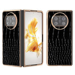 For Huawei Mate X3 5G Crocodile Pattern Phone Case Genuine Cow Leather + PC Electroplating Cover