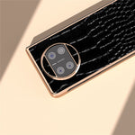 For Huawei Mate X3 5G Crocodile Pattern Phone Case Genuine Cow Leather + PC Electroplating Cover