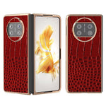 For Huawei Mate X3 5G Crocodile Pattern Phone Case Genuine Cow Leather + PC Electroplating Cover
