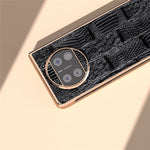 For Huawei Mate X3 5G Mahjong Texture Anti-Slip Case Genuine Cow Leather + PC Electroplating Phone Cover