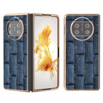 For Huawei Mate X3 5G Mahjong Texture Anti-Slip Case Genuine Cow Leather + PC Electroplating Phone Cover