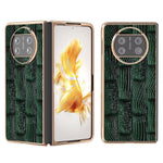 For Huawei Mate X3 5G Mahjong Texture Anti-Slip Case Genuine Cow Leather + PC Electroplating Phone Cover