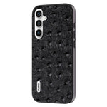 ABEEL For Samsung Galaxy A24 4G (162.1 x 77.6 x 8.3mm) Slim Phone Case Ostrich Texture Genuine Cow Leather Coated PC+TPU Cover