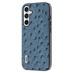 ABEEL For Samsung Galaxy A24 4G (162.1 x 77.6 x 8.3mm) Slim Phone Case Ostrich Texture Genuine Cow Leather Coated PC+TPU Cover