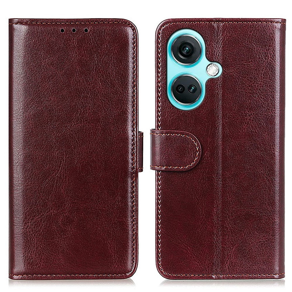 OnePlus Nord CE3 5G-cover med Crazy Horse-tekstur, pung, PU-læder, stativ og mobilskal