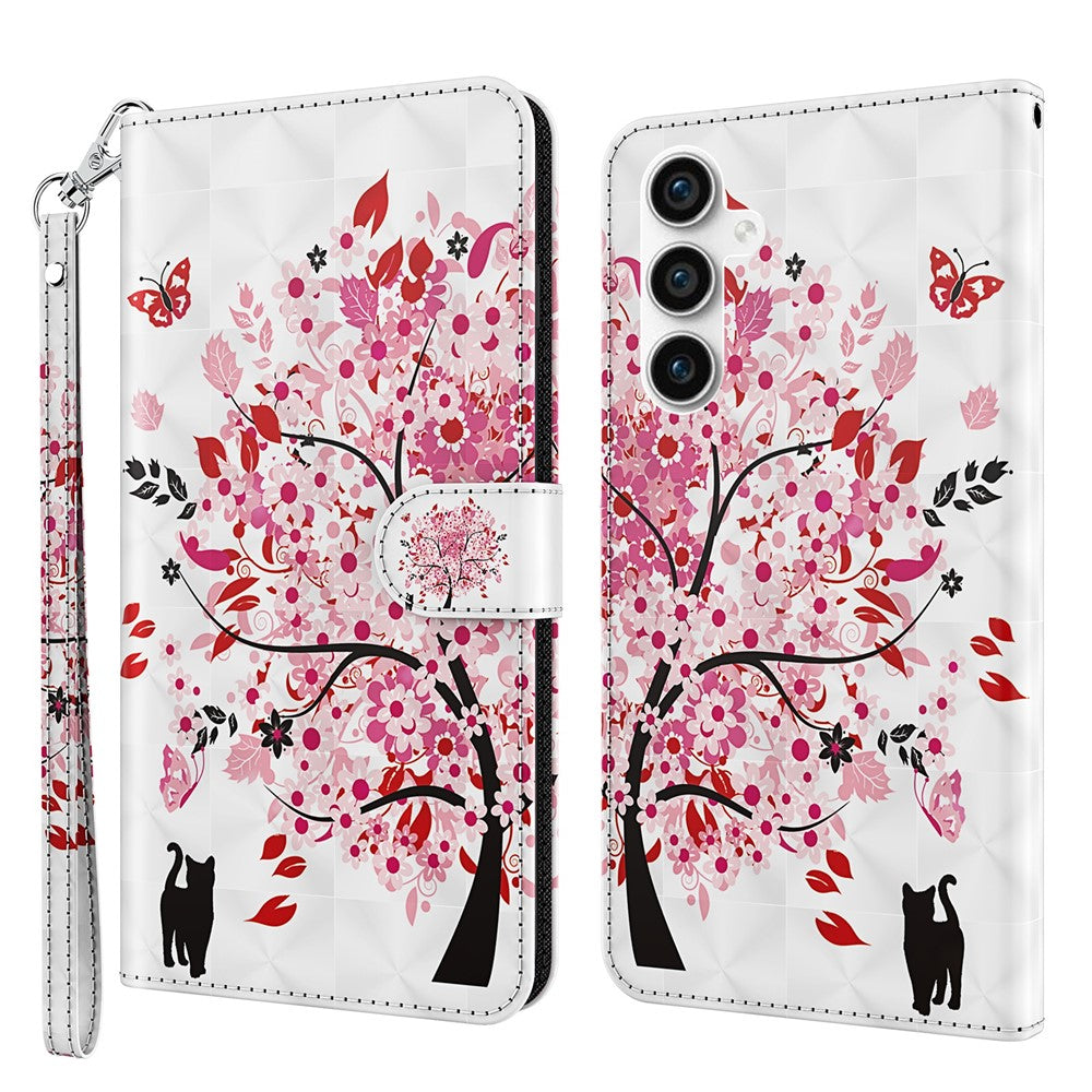 3D Pattern Printing Shell for Samsung Galaxy S23 FE PU Leather Wallet Phone Case Stand Cover with Strap