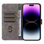 For iPhone 15 Anti-scratch Stand Cover Wallet Phone Case RFID Blocking PU Leather Shell with Strap