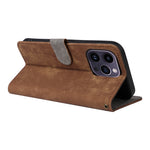 For iPhone 15 Anti-scratch Stand Cover Wallet Phone Case RFID Blocking PU Leather Shell with Strap