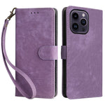For iPhone 15 Anti-scratch Stand Cover Wallet Phone Case RFID Blocking PU Leather Shell with Strap