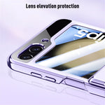For Samsung Galaxy Z Flip5 5G Hinge Protection Clear Case Hard PC Electroplating Phone Cover with Tempered Glass Rear Screen Protector
