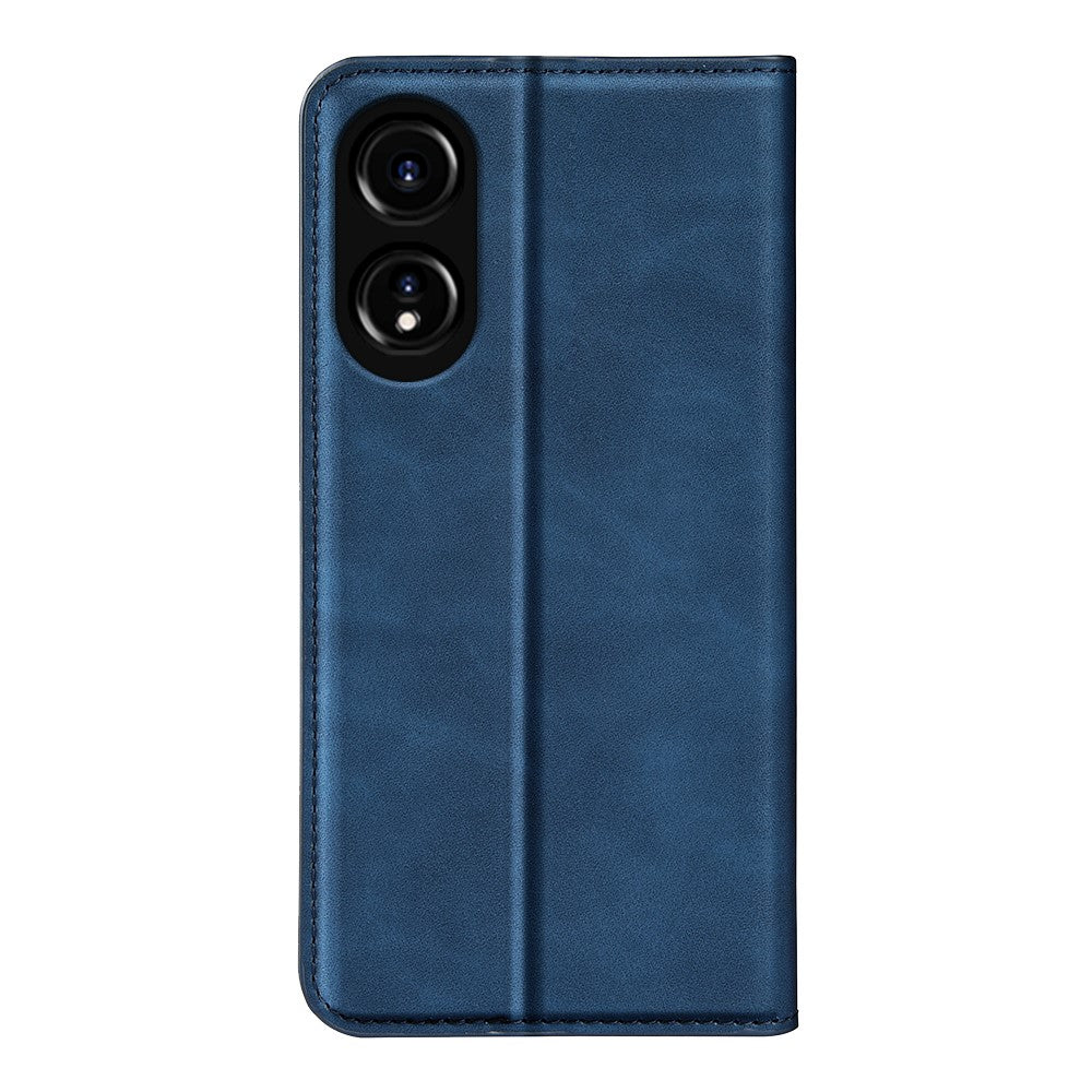 Oppo A78 4G Skin-touch Läder Plånboksfodral Magnetiskt Autoabsorberande Stativ mobilfodral