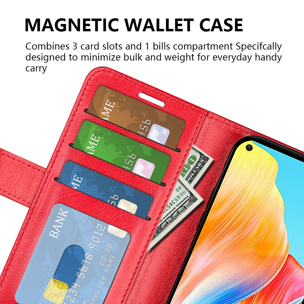 Crazy Horse Texture Wallet Case for Oppo A78 4G , PU Leather Stand Full Protection Phone Cover