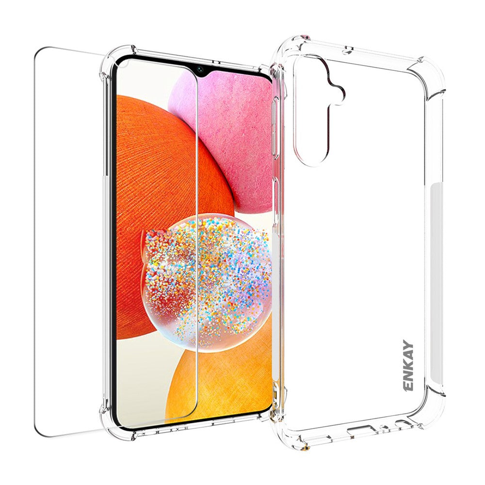 ENKAY HAT PRINCE TPU Cover for Samsung Galaxy A24 4G (162.1 x 77.6 x 8.3mm) , Transparent Phone Case with High Aluminium-silicon Glass Screen Film