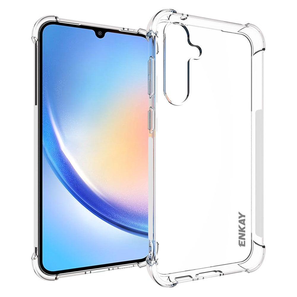 ENKAY HAT PRINCE För Samsung Galaxy S23 FE Halkfritt Strip Edge-skal Mjukt TPU Fyra Hörn Kuddemobilskal