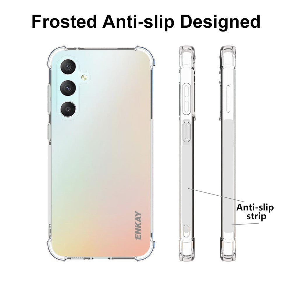 ENKAY HAT PRINCE För Samsung Galaxy S23 FE Halkfritt Strip Edge-skal Mjukt TPU Fyra Hörn Kuddemobilskal
