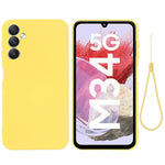 For Samsung Galaxy F34 5G / M34 5G Liquid Silicone Phone Case Soft Lining Shockproof Cover with Strap
