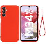 For Samsung Galaxy F34 5G / M34 5G Liquid Silicone Phone Case Soft Lining Shockproof Cover with Strap