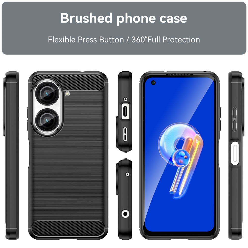 For Asus Zenfone 10 5G Carbon Fiber Texture Phone TPU Case Brushed Phone Protective Cover