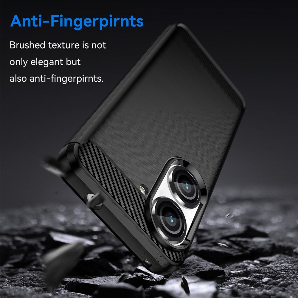 For Asus Zenfone 10 5G Carbon Fiber Texture Phone TPU Case Brushed Phone Protective Cover