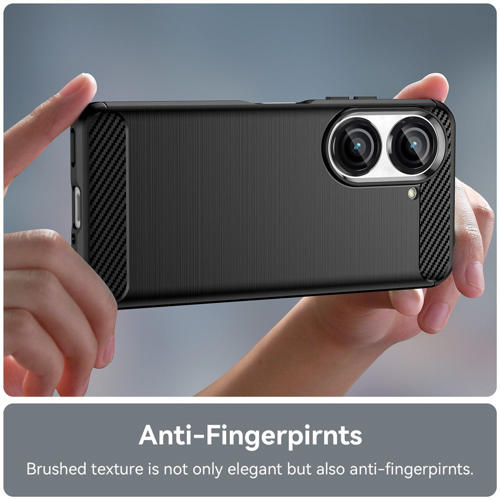 For Asus Zenfone 10 5G Carbon Fiber Texture Phone TPU Case Brushed Phone Protective Cover