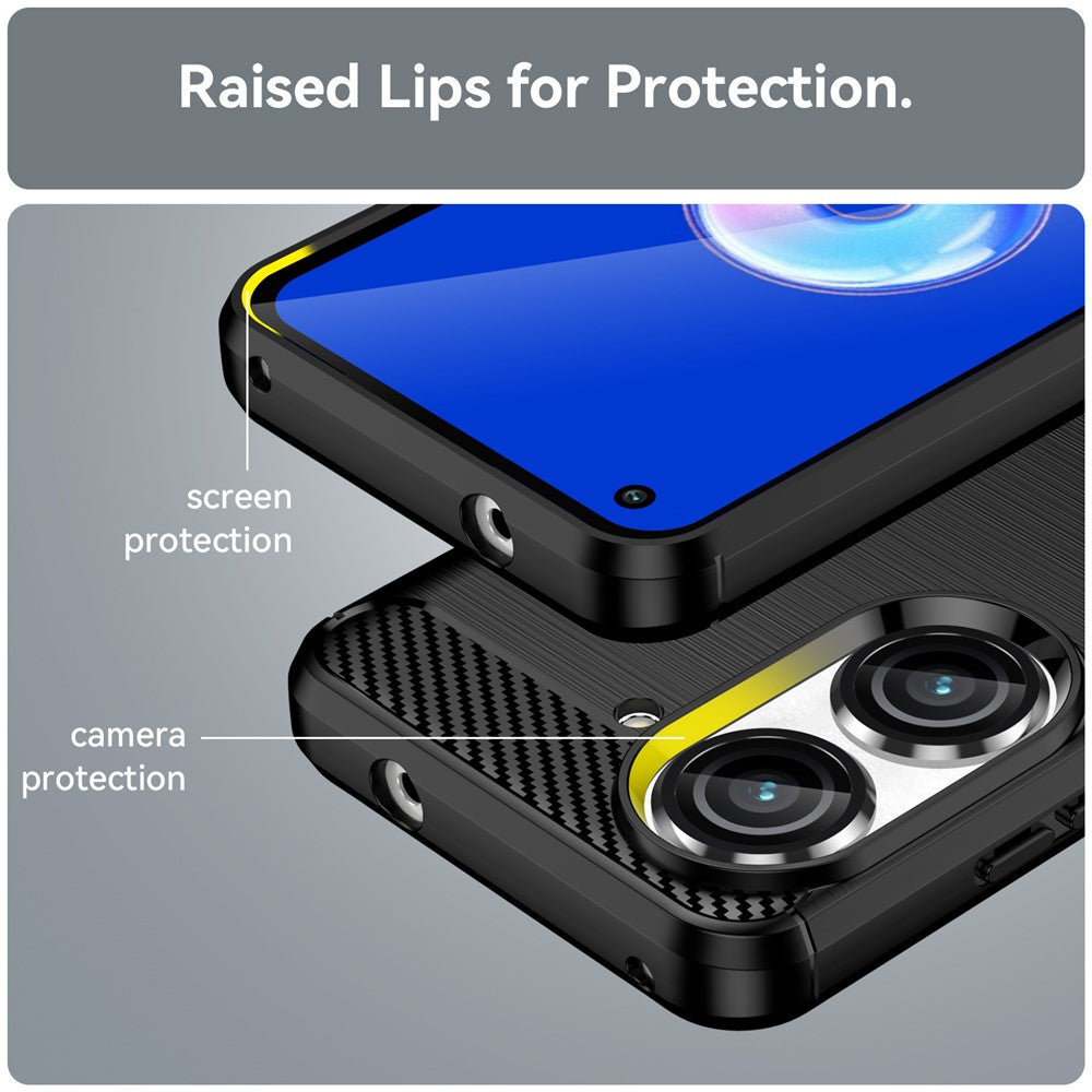 For Asus Zenfone 10 5G Carbon Fiber Texture Phone TPU Case Brushed Phone Protective Cover