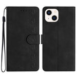 Til iPhone 15 Wallet Flip Cover med Præget Sommerfugl Telefonetui Læder Stand Telefoncover
