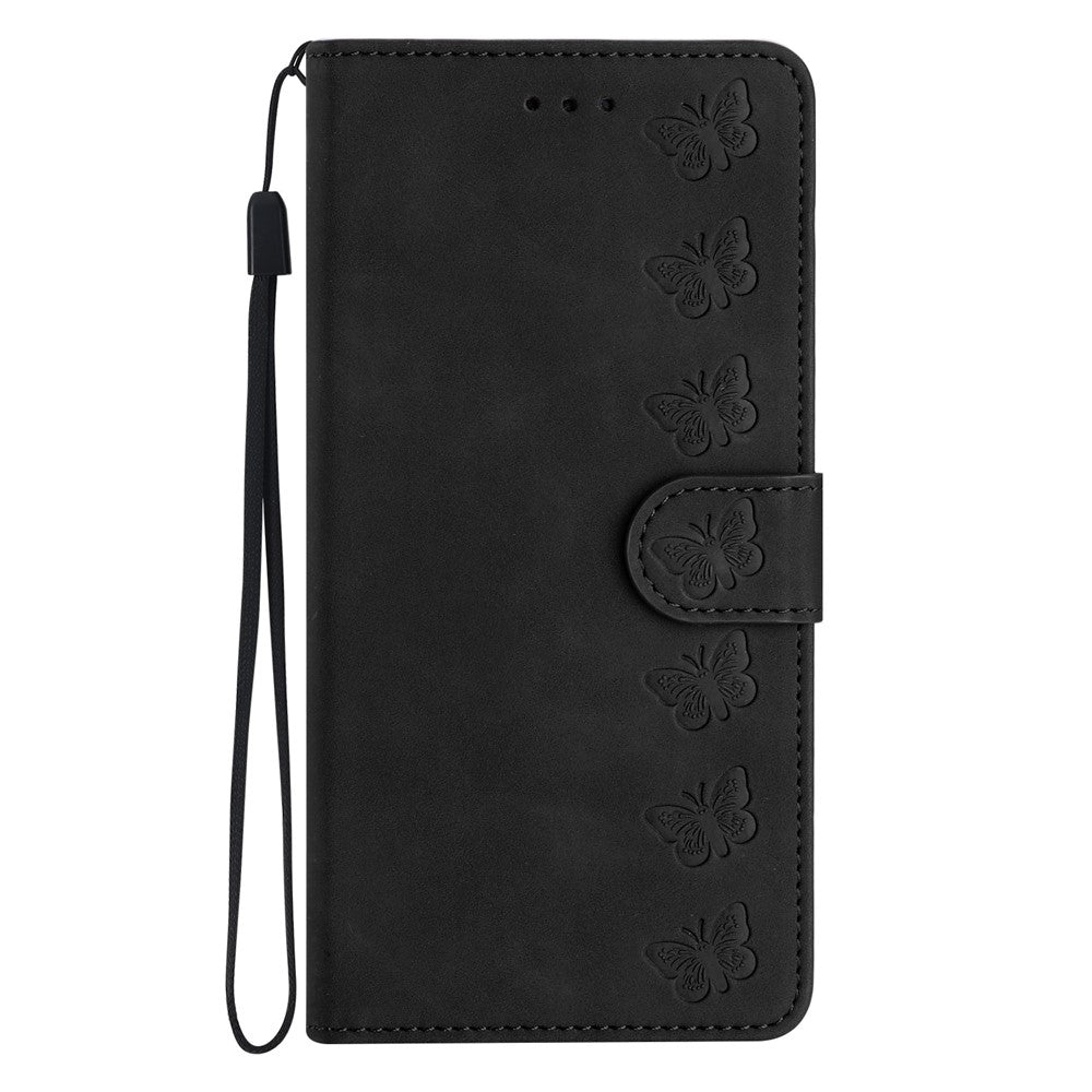 Til iPhone 15 Wallet Flip Cover med Præget Sommerfugl Telefonetui Læder Stand Telefoncover