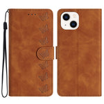 Til iPhone 15 Wallet Flip Cover med Præget Sommerfugl Telefonetui Læder Stand Telefoncover