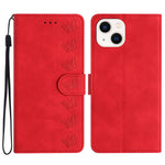 Til iPhone 15 Wallet Flip Cover med Præget Sommerfugl Telefonetui Læder Stand Telefoncover