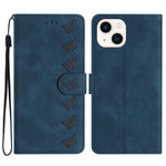 Til iPhone 15 Wallet Flip Cover med Præget Sommerfugl Telefonetui Læder Stand Telefoncover
