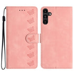 Samsung Galaxy S23 FE Präglat fjärilsfodral i PU-läder, plånbok med fällbart stativ, mobilmobilfodral