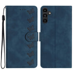 Samsung Galaxy S23 FE Präglat fjärilsfodral i PU-läder, plånbok med fällbart stativ, mobilmobilfodral