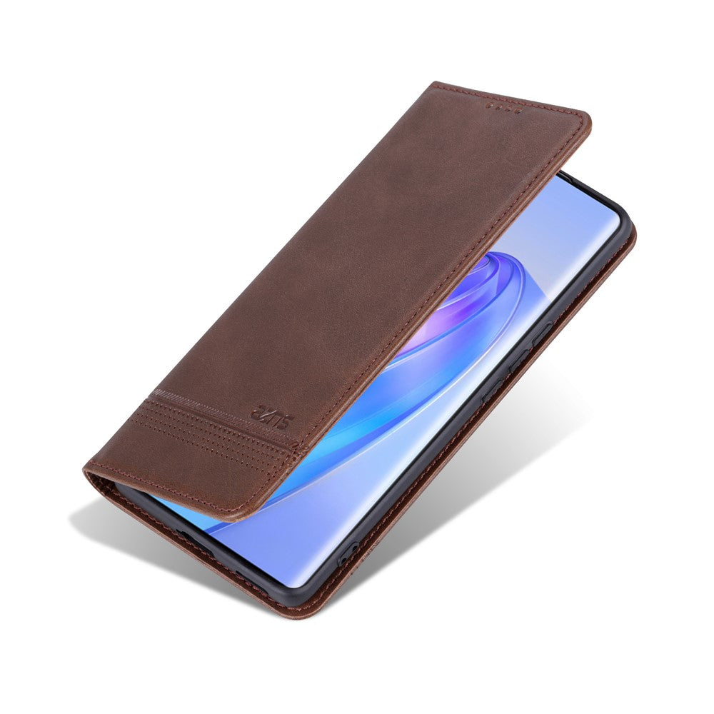 AZNS For Honor X50 Wallet Stand Phone Cover PU Leather Cowhide Texture Phone Case