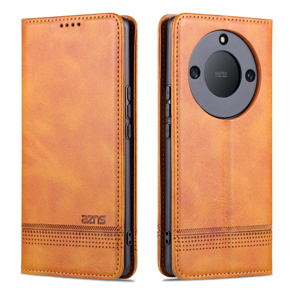 AZNS For Honor X50 Wallet Stand Phone Cover PU Leather Cowhide Texture Phone Case