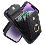 Til iPhone 15 Plus RFID-blokerende bagcover med flere kortlommer, ring-kickstand, PU-læder + TPU-cover